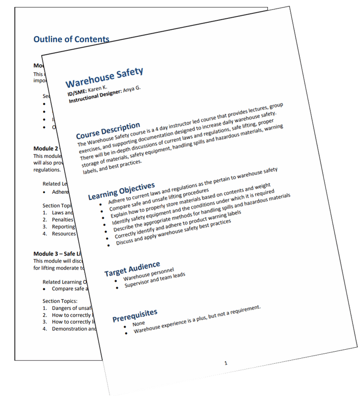 Pages showing course outline