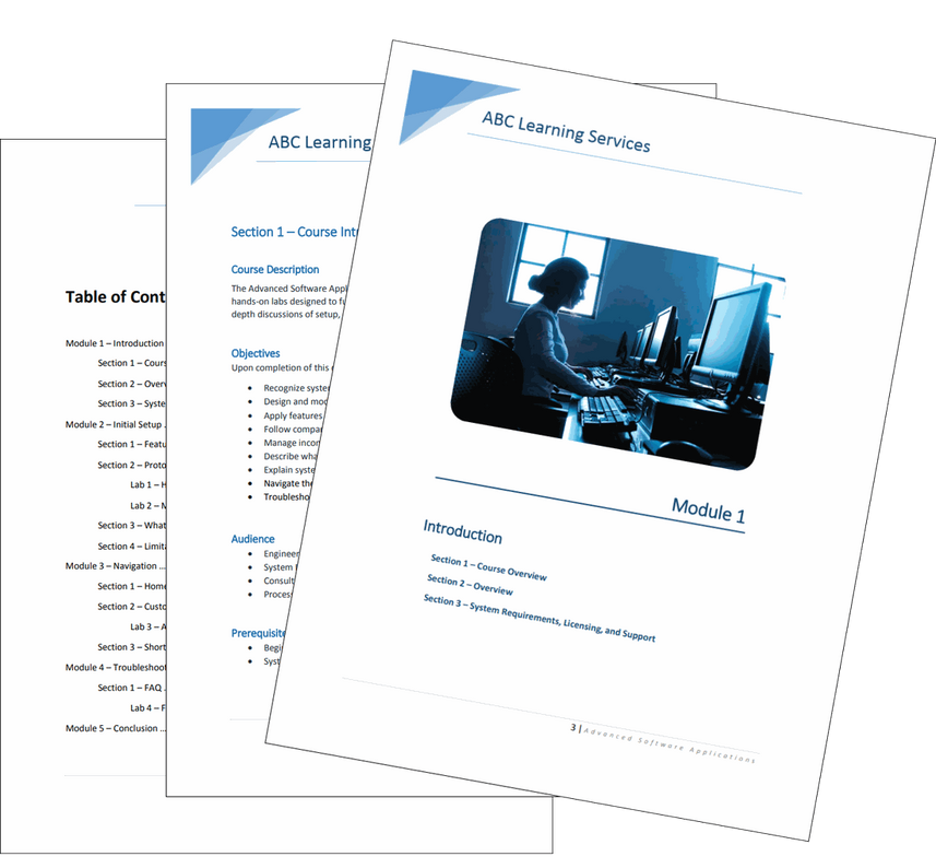 First three pages of a training manual.